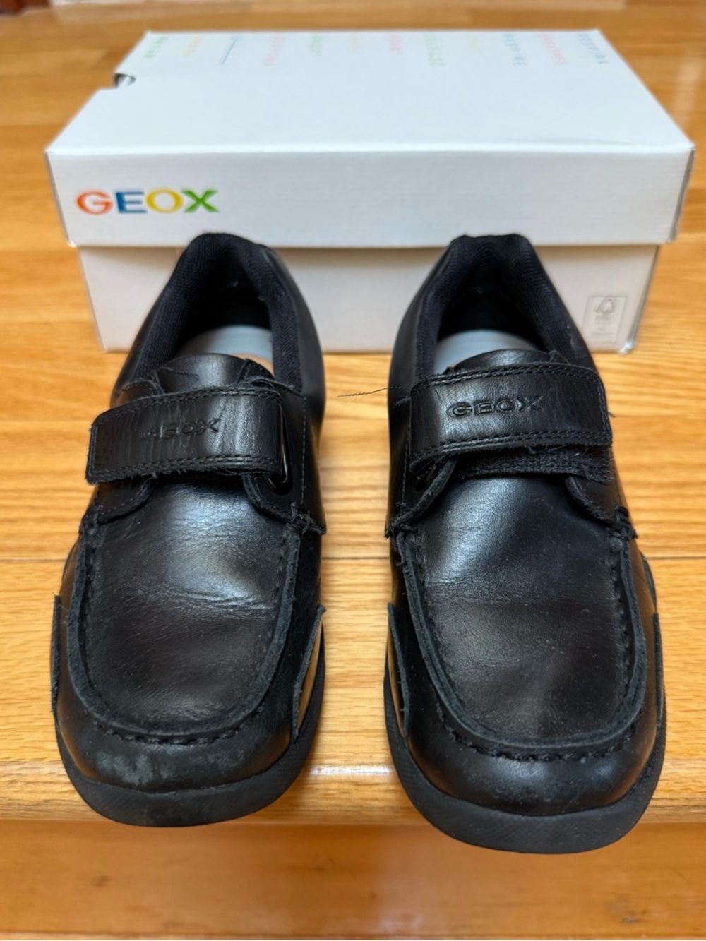 Geox Boy's Black Leather JW Snake Moccasin